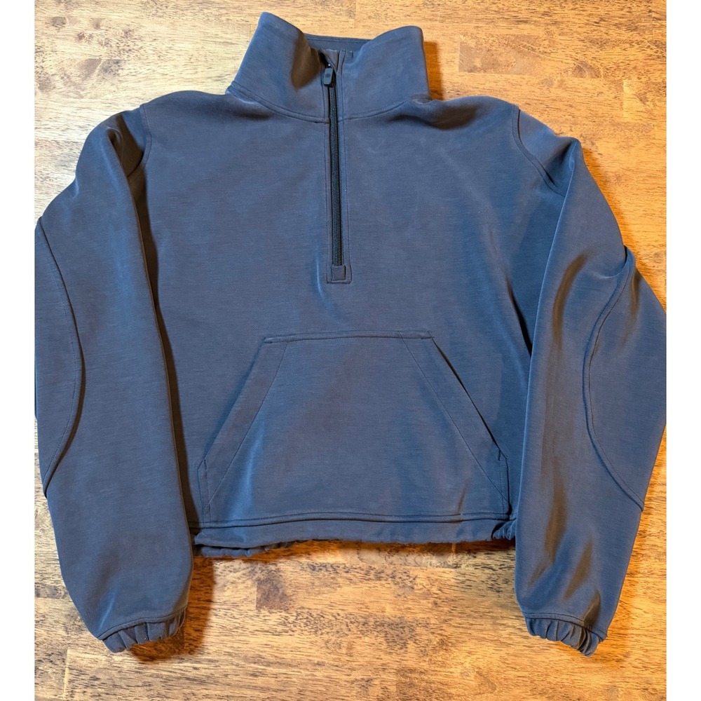 Lululemon Softstreme Oversized Half Zip Hoodie Black Pullover Sweatshirt Size 8